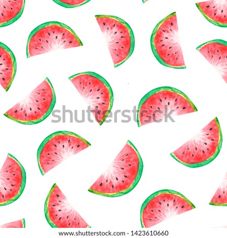 watermelon seamless pattern watercolor hand drawing