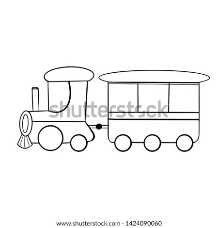 Coloring book for children, locomotive with wagon.  Perfect for textiles, icon, web, design, painting, notebooks, children's books, t-shirt printing, poster for kids room decor. 