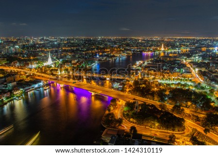 Bangkok cityscape  with Chaophraya river view