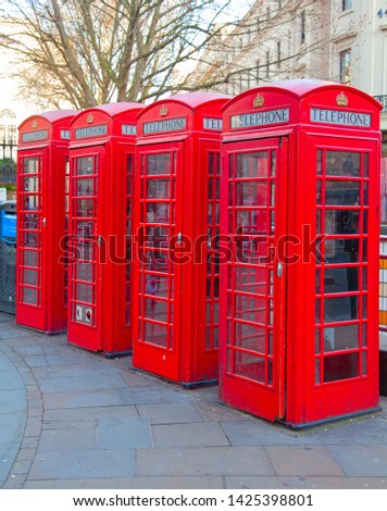 Famous red telephone booth in London, UK