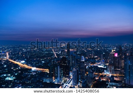The abstract view image of Bangkok night life with Bangkok city background in Thailand, Bangkok cityscape concept