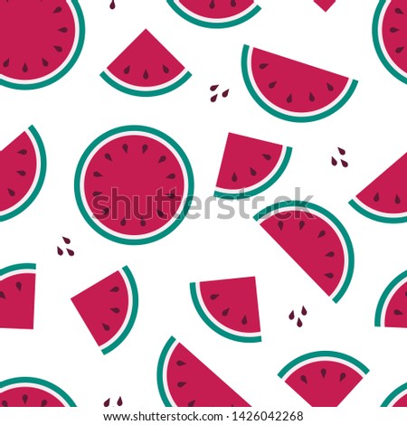 Seamless pattern of summer Watermelon, fruit party in flat style.