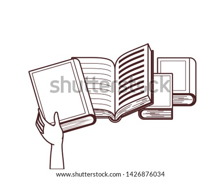 Group of books and banner pennant design