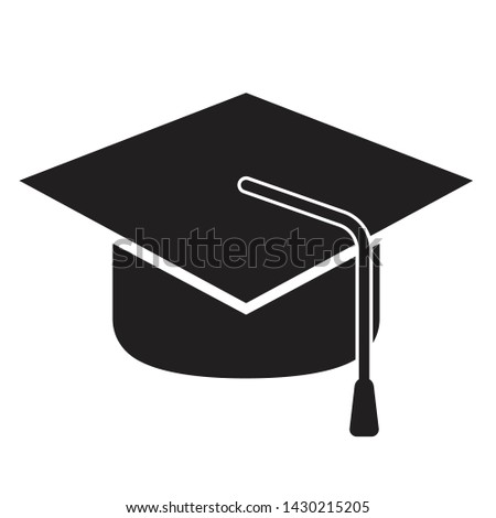 Graduation cap icon. Graduation black isolated vector illustration