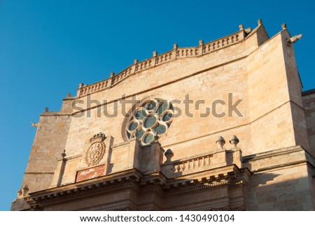 Detail of facade of a religion building of one of a oldest city of the Spanish island