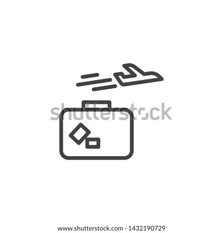Summer vacation line icon. Plane and luggage linear style sign for mobile concept and web design. Airplane and suitcase outline vector icon. Business travel symbol, logo illustration. Vector graphics