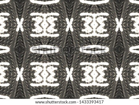 Ikat seamless pattern. Black and white textured print. Aztec geometric wallpapers. Ancient ikat seamless design. Stylish ethnic embroidery with vintage texture. Grunge hand drawn abstract ornament