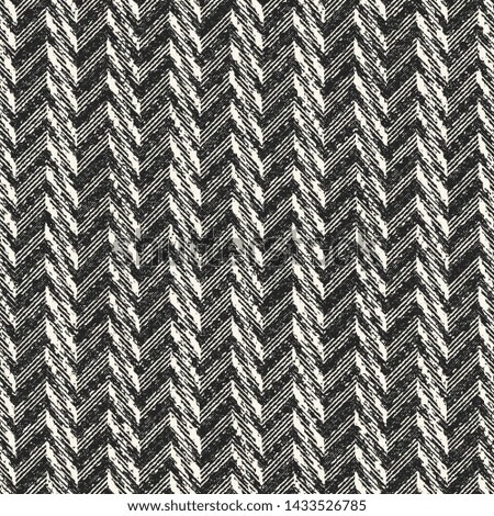 Monochrome Herringbone Brushed Textured Striped Background. Seamless Pattern. 