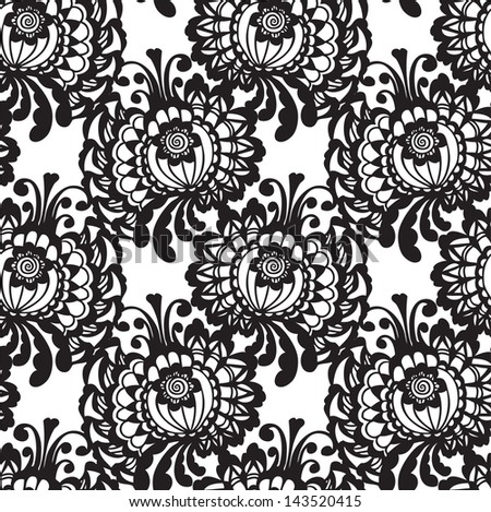 Lace vector fabric seamless  pattern with flowers