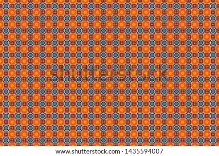 Seamless ethnic patterns for border in orange, red and brown colors. Raster repeated oriental motif for fabric or paper design.
