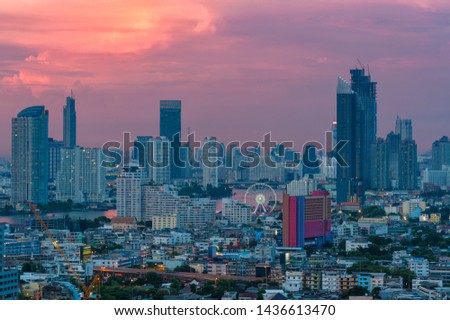 Buildings and residences in Bangkok's business district, the main tourist attraction of the capital of Thailand