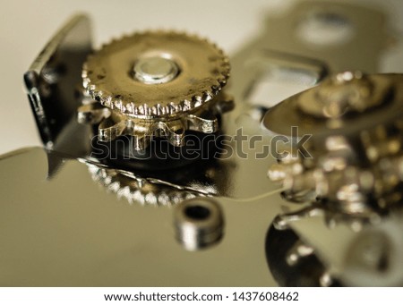Macro close-up abstract of wheels of a can opener
