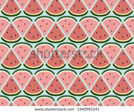 Seamless texture with the image of the slices of watermelon.