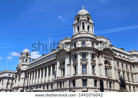 London, UK - governmental building at Whitehall. Old War Office.