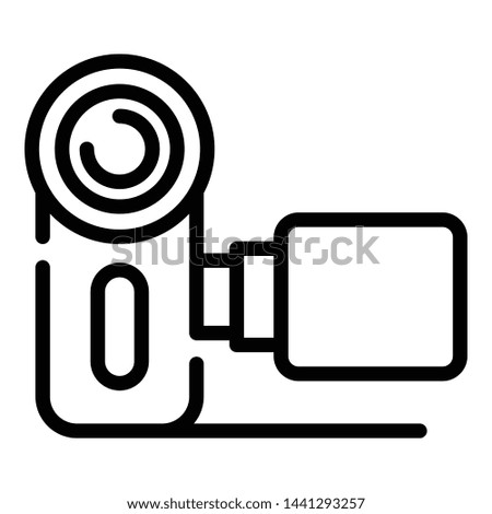 Camera with folding screen icon. Outline camera with folding screen vector icon for web design isolated on white background