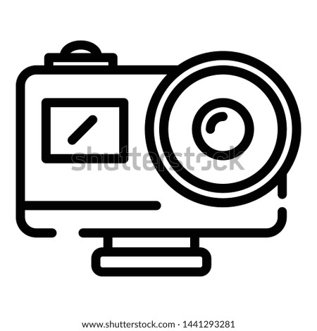 Action camera with lens icon. Outline action camera with lens vector icon for web design isolated on white background