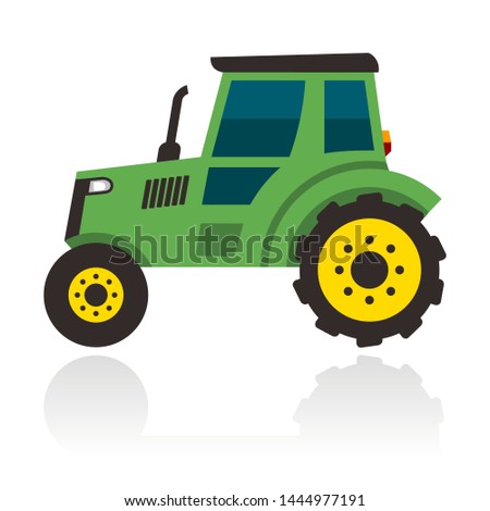 modern green tractor, vector illustration 