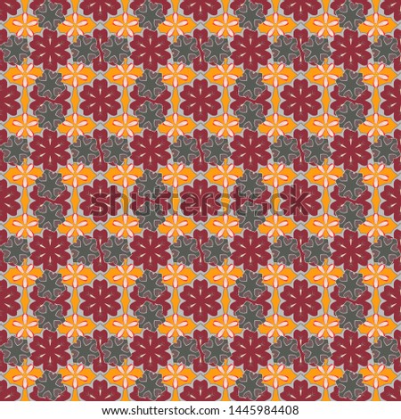 Small cute flowers in gray, red and yellow colors. Seamless pattern with image of a many flowers. Ditsy style vector illustration.