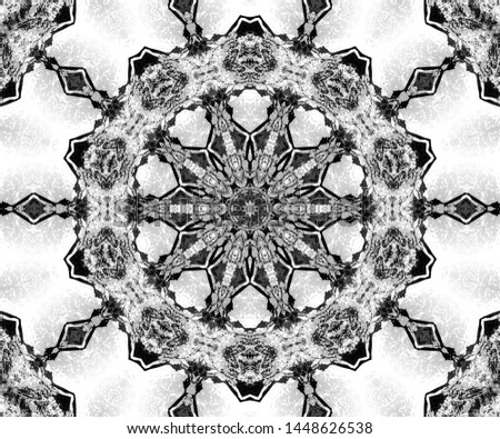 Radial Kaleidoscope. Geometric mirror abstract pattern. Background of color reflections mandala.