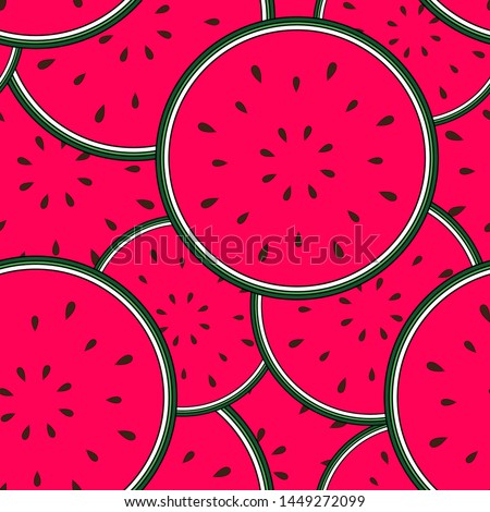 Seamless Pattern Background with Watermelon. Vector Illustration. EPS10