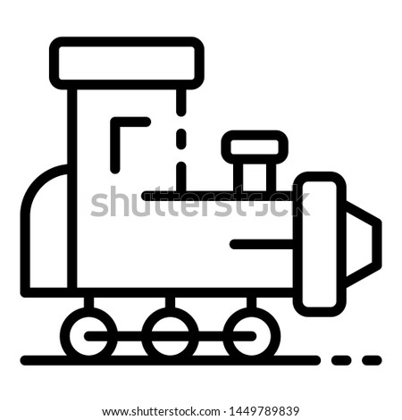 Toy train icon. Outline toy train icon for web design isolated on white background