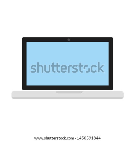 Modern laptop computer in cartoon flat style on white, stock vector illustration