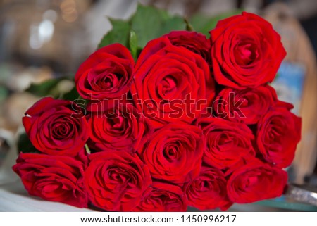 Red rose flowers . Red roses flowers with valentine festival and beautiful blur bouquet background . 8 marc . Very beautiful Red roses flowers . Soft box shot