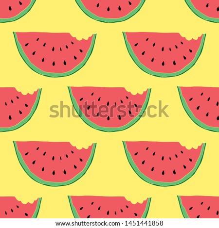 Watermelon Seamless Pattern hand drawn. Vector Illustration.
