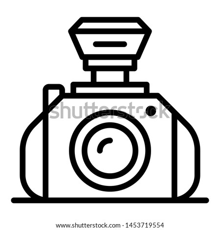 Professional camera icon. Outline professional camera icon for web design isolated on white background