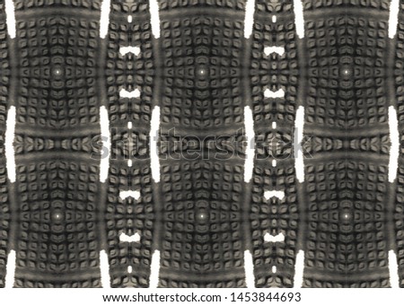 Ikat seamless pattern. Black and white textured print. Aztec geometric wallpapers. Ancient ikat seamless design. Stylish ethnic embroidery with vintage texture. Grunge hand drawn abstract ornament