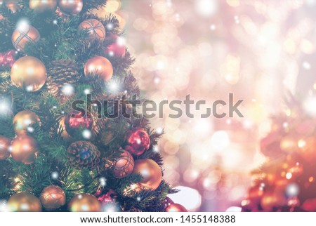 Christmas Background with bokeh light; Blurred Xmas background 