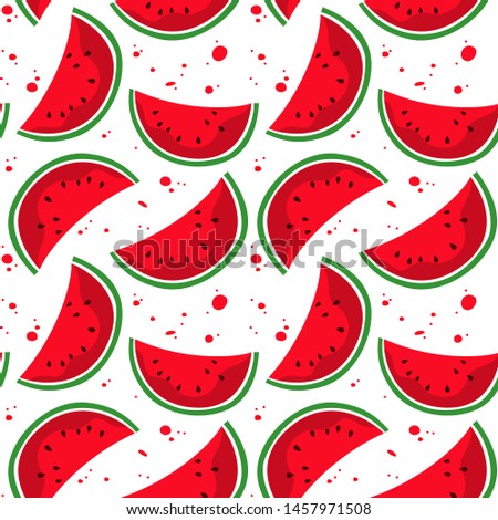 Seamless pattern with colorful watermelon. Vector illustration.
