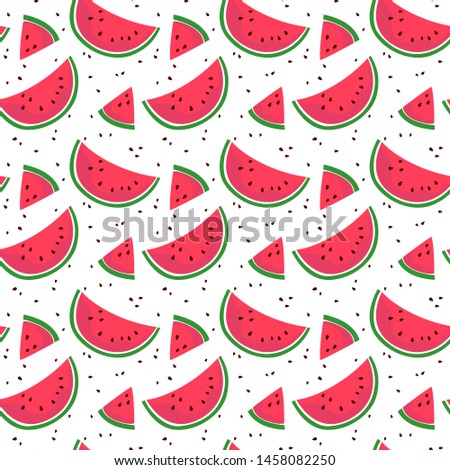 Seamless pattern with colorful watermelon. Vector illustration.