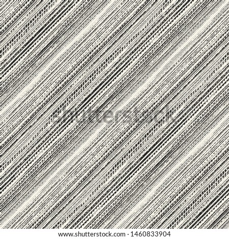 Monochrome Diagonal Grain Stroke Canvas Textured Background. Seamless Pattern. 