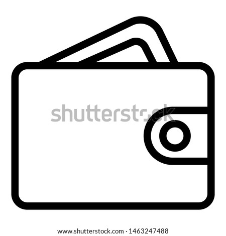 Wallet with card icon. Outline wallet with card icon for web design isolated on white background