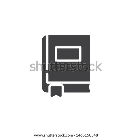 Book with bookmark vector icon. filled flat sign for mobile concept and web design. Bookmarked book cover glyph icon. Symbol, logo illustration. Vector graphics