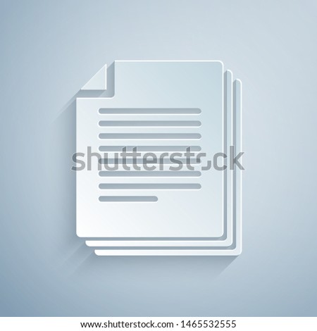 Paper cut Document icon isolated on grey background. File icon. Checklist icon. Business concept. Paper art style. Vector Illustration
