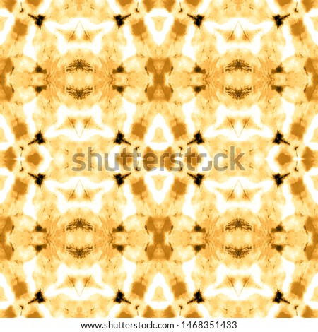 Orange Tie Dye Print. Watercolor Flooring. Gold Bohemian Fashion. Seamless Design. Native Ornament. Watercolor Drawing. Yellow Seamless Pattern. Geometric Shibori. Seamless Pattern.