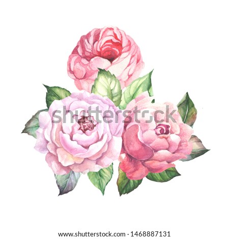 flowers bouquet with watercolor roses