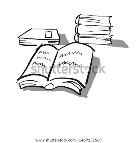 hand drawn books doodle illustration vector isolated with white background