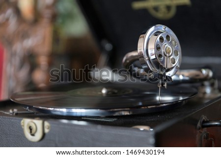 Close up of gramaphone player