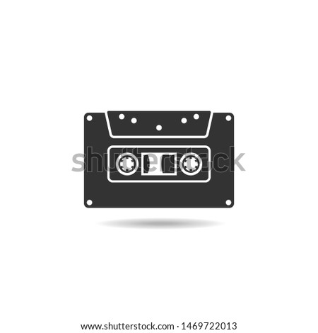 cassette tape icon flat vector isolated on white background for music collection
