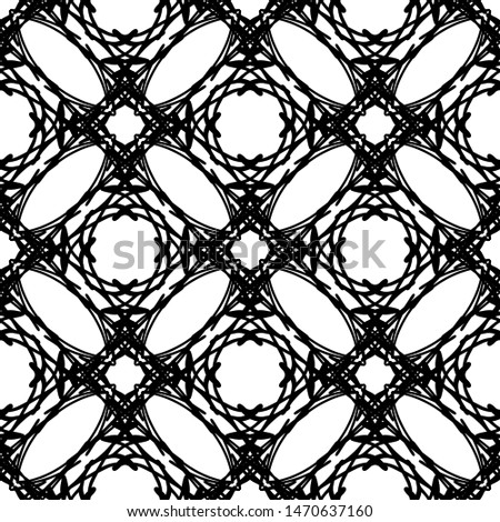 Seamless abstract pattern. Imitation lace. Black lace on white background.Black and white graphics. For design and decoration of fabric, paper, Wallpaper and packaging.Grid pattern.