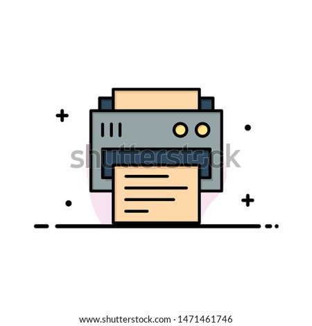 Printer, Print, Printing, Education  Business Flat Line Filled Icon Vector Banner Template