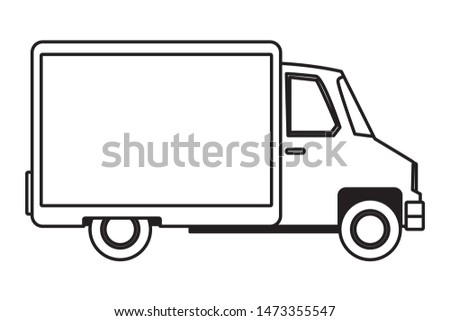 Delivery van with container vehicle cartoon vector illustration graphic design.