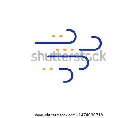 Strong wind sign. Windy weather line icon. Colorful outline concept. Blue and orange thin line windy weather icon. Vector