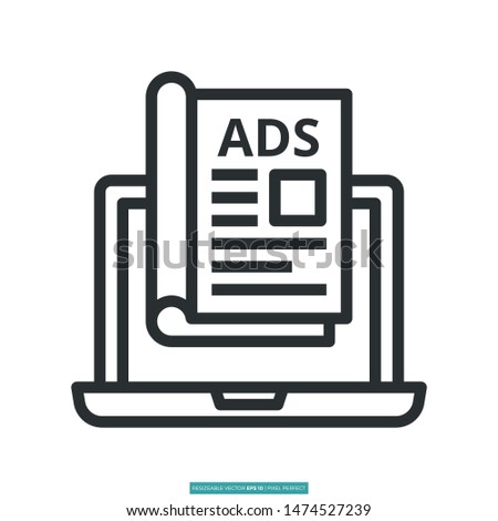 Advertising in e-Magazine icon vector illustration logo template for many purpose