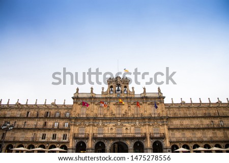 Facade of the town hall of Salamanca in the main square of Salamanca, Spain