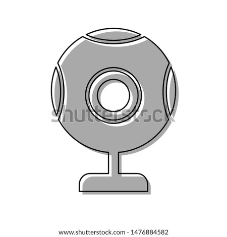 Chat web camera sign. Black line icon with gray shifted flat filled icon on white background. Illustration.