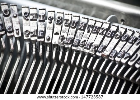 detail of type bars of typewriter